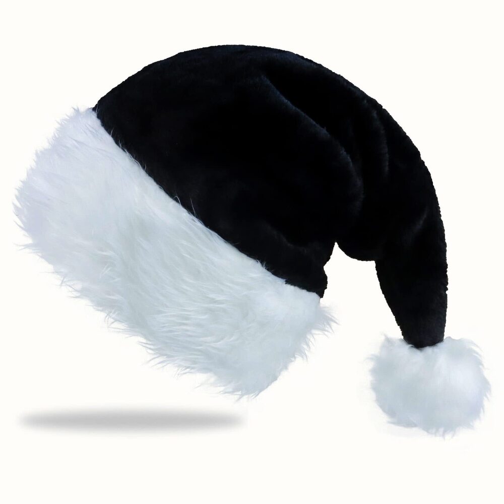 6056 Black Christmas Hat Santa Hat Xmas Holiday Hats for Unisex Adults